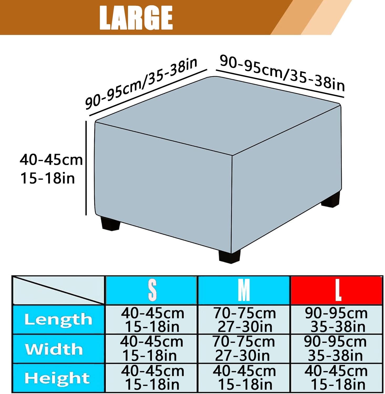 Soft Waterproof Ottoman Cover Square Stainproof PU Leather Stretch Footrest Slipcover with Elastic Bottom Water-Resistant Foot Stool Protector Wipe Clean for FoldingStorage Ottomanstools(White,Square
