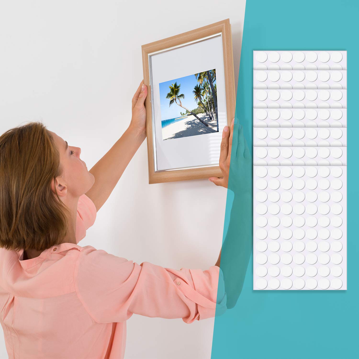 Double Sided Dots Traceless Clear Putty Sticky Stickers Removable Reusable Transparent No Traces Adhesive Sticker Waterproof Small Stickers for Classroom Festival Decoration (490 Pieces, 20 mm)