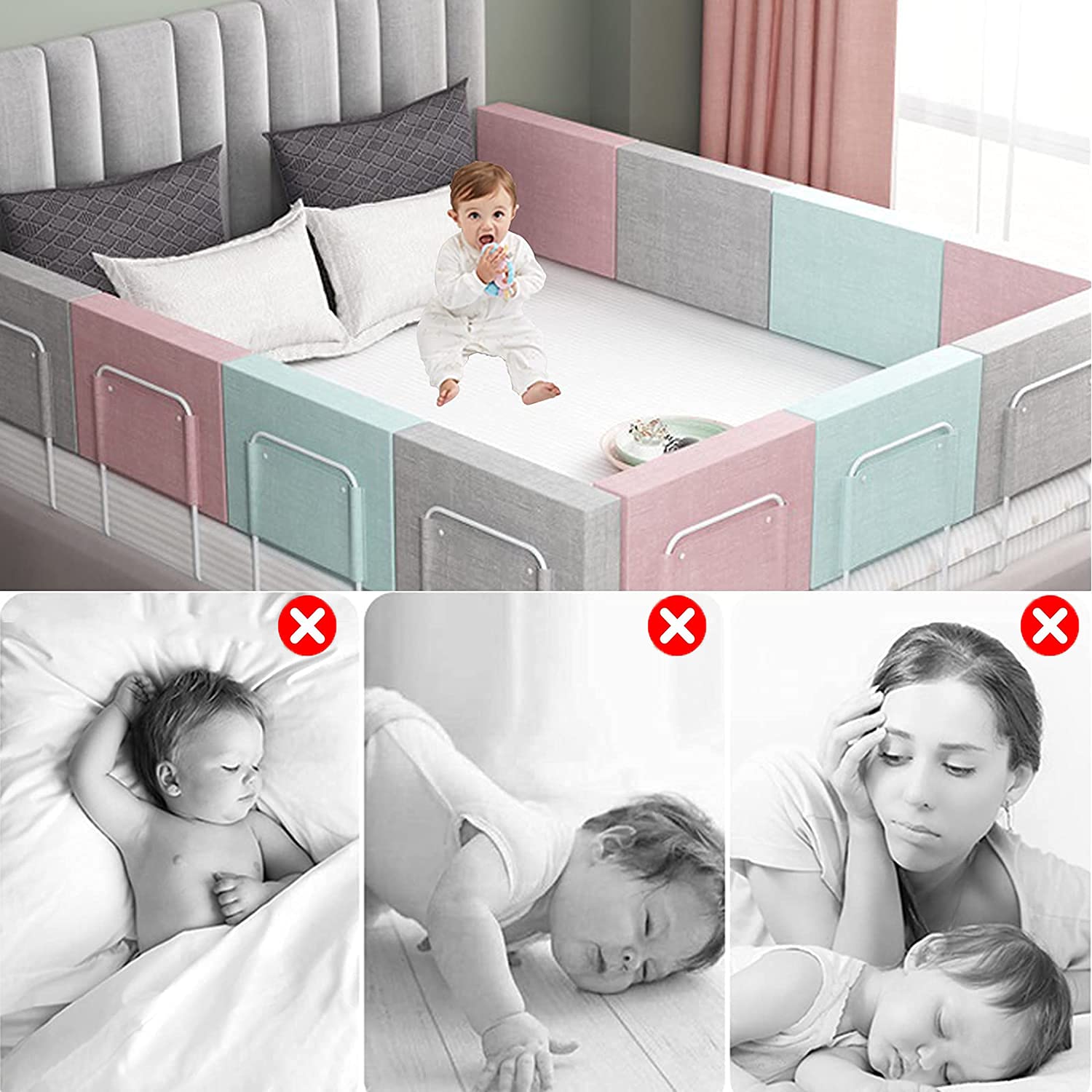 Barreras De Cama Protector De Cama, Barrera De Cama Anticaída Barrera De Valla Deflectora De Cabecera, Barandilla Lateral De Cama Ajustable En Altura, para Niños Pequeños O Camas para Adulto