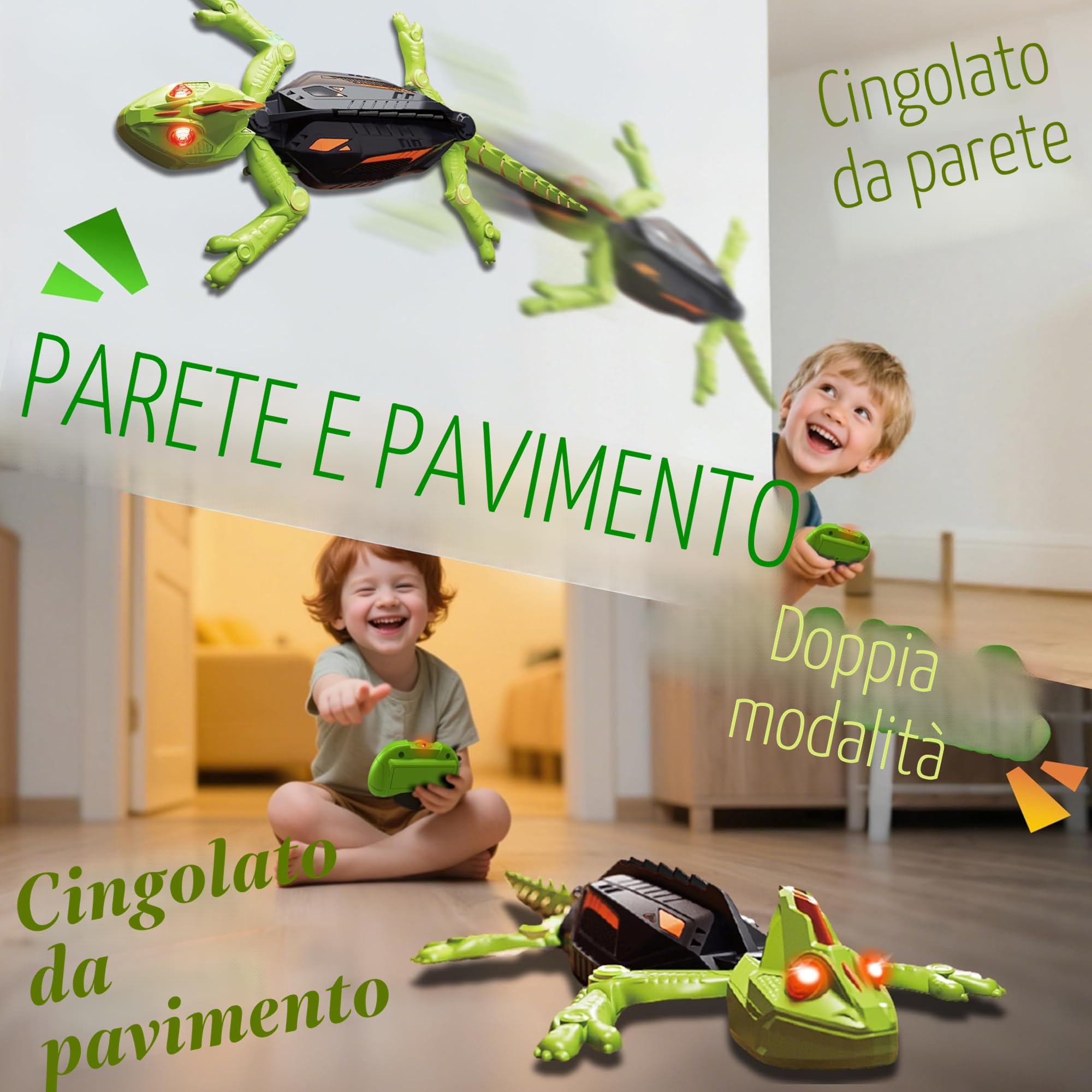 Ricaricabile Camaleonte Telecomandato, Geco Telecomandato con occhi a LED, Lucertola Robot Giocattoli, Regalo Compleanno per Bambini Bambina 3 4 5 6 7 8+ Anni [Versione Aggiornata]