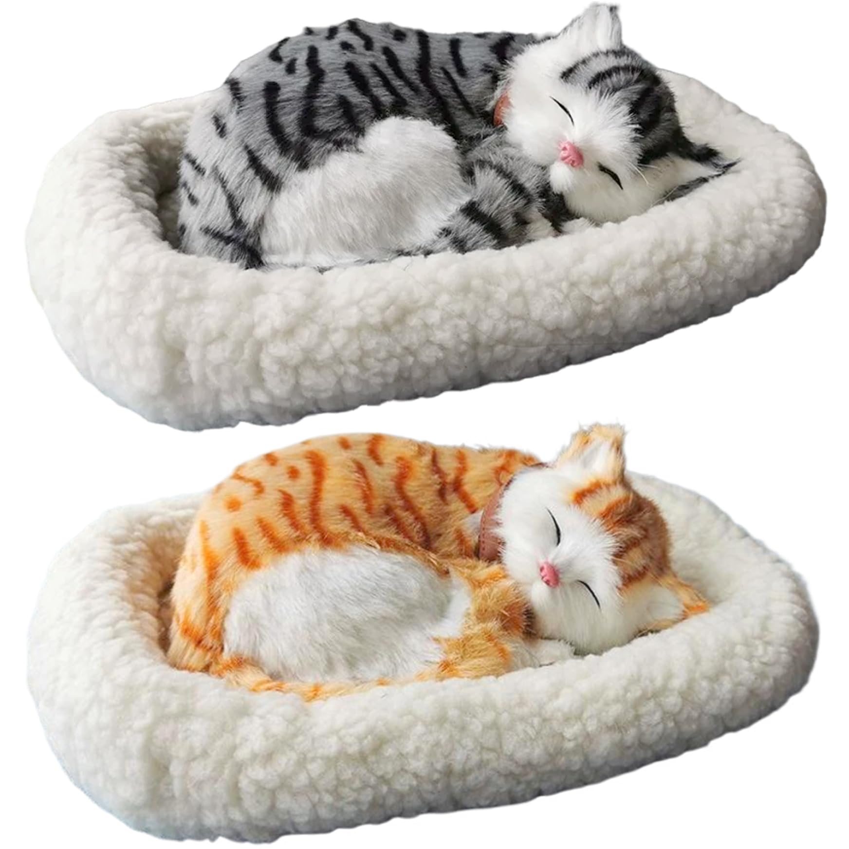 Peluche de Gato Que Respira, Suave y tierno, durmiendo sobre una Almohadilla. Gato Interactivo Realista Que Respira, Funciona con Pilas, para Escritorio en casa, sin Pilas, Amarillo.