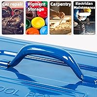 Vista 3 de Caja de herramientas portátil de acero, caja organizadora de herramientas de metal de 16 pulgadas con cierre de doble pestillo y asa, caja