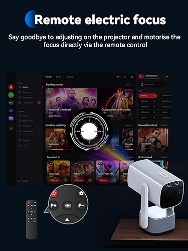 Miniatura 3 de SOOMFON Mini proyector con WiFi y Bluetooth Soporte 1080P Pequeño Proyector de Película Portátil con Altavoz de 6 W Foco Eléctrico Keystone