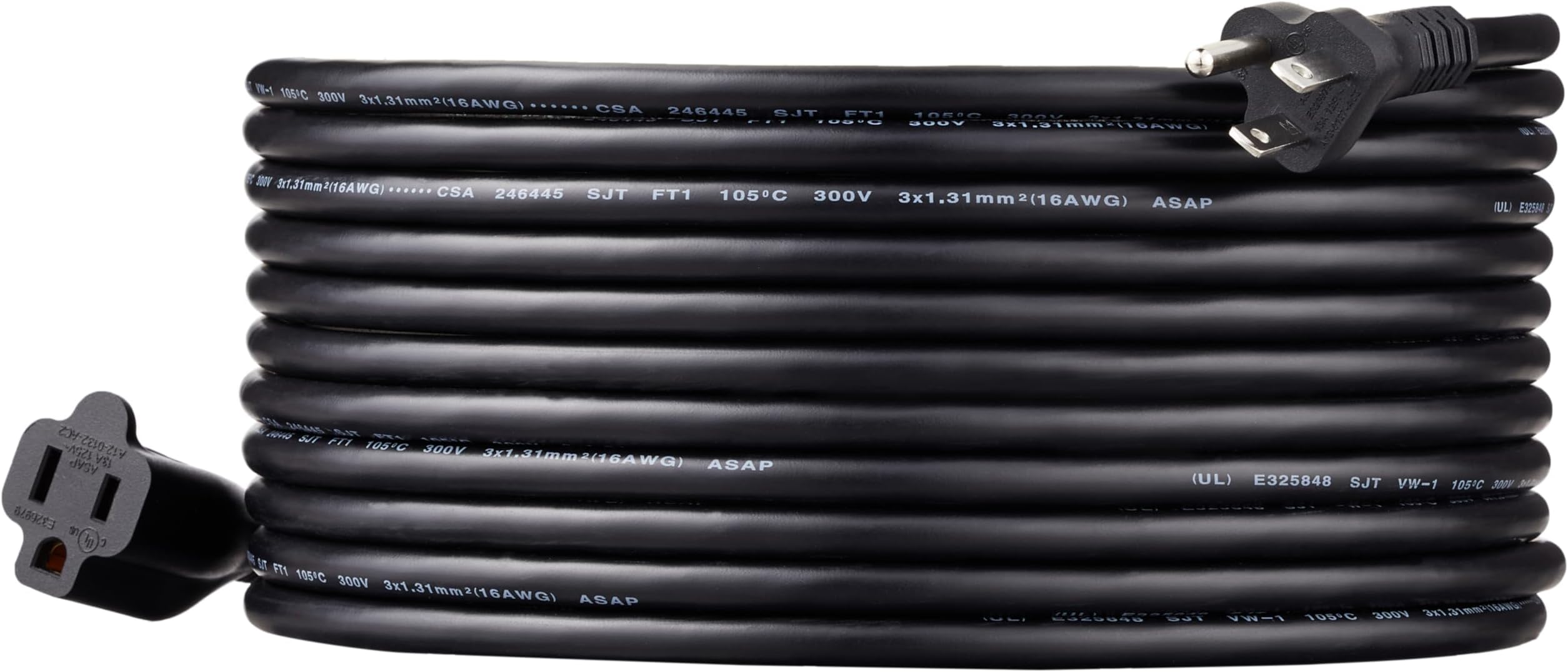 Amazon Basics Extension Cord, 25 Ft, 3 Prong Outlet Extender, Indoor Power Cord, 13 Amps, 125V, Black