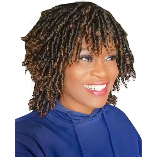 12" Afro Curly Braided Synthetic Dreadlock Wig for Black Women/Men #1B/30