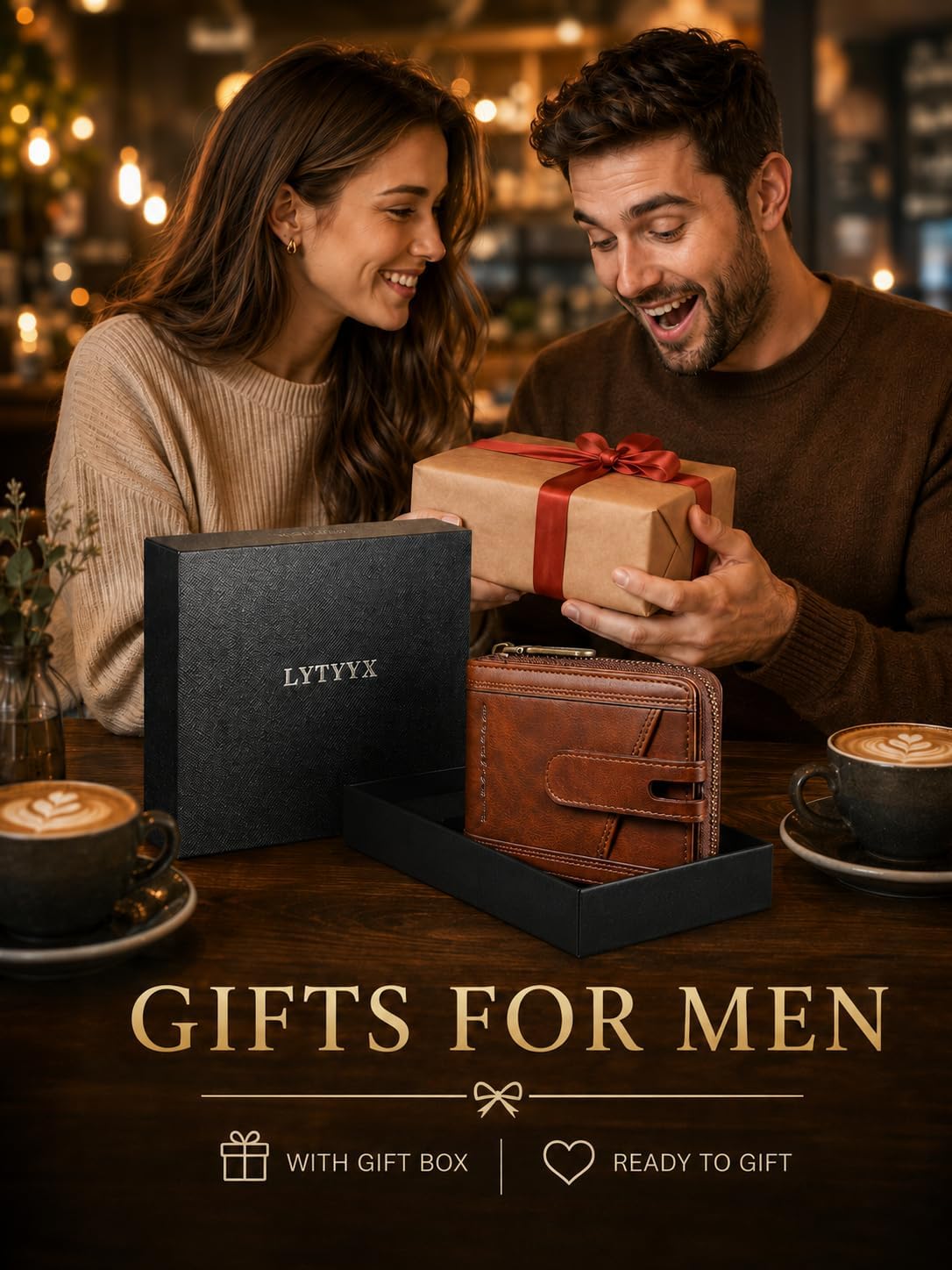 Genuine Leather Men's Wallet with Zipper RFID Blocking Wallet for Men