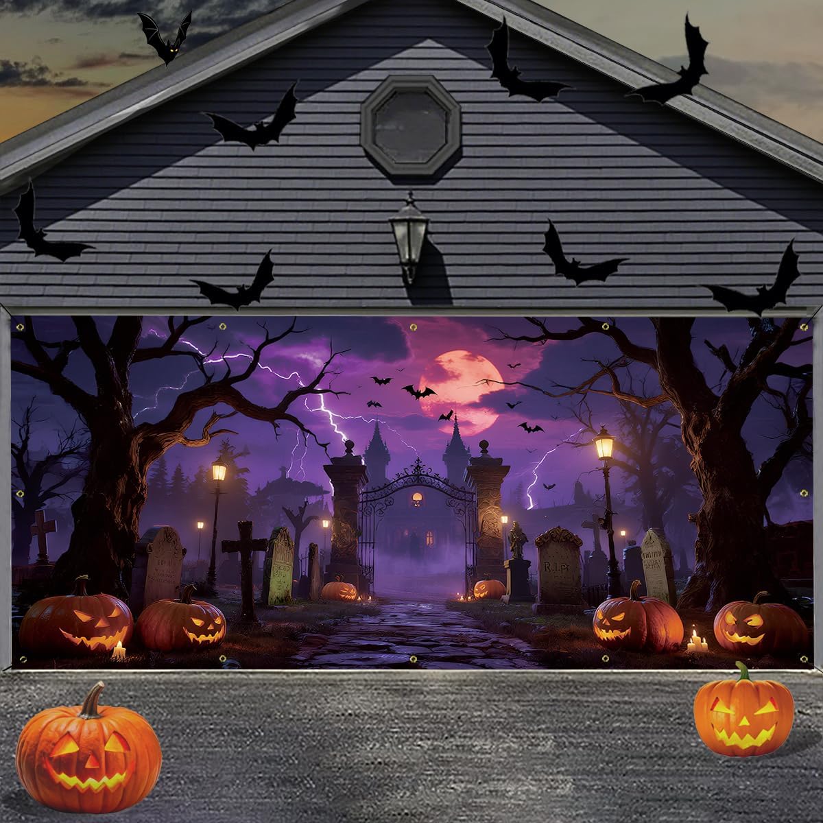 7 x 16 ft Halloween Garage Door Cover