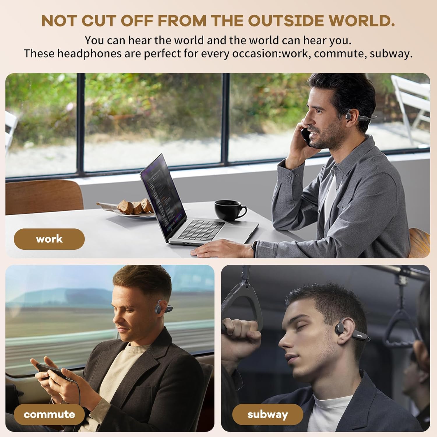 Open Ear Headphones, Air Conduction Headphones Sport Earbuds Bluetooth 5.3 10Hrs Playtime Bluetooth Headphones, IPX6 Waterproof Sports Headset for Running, Cycling, Walking Black - Image 8