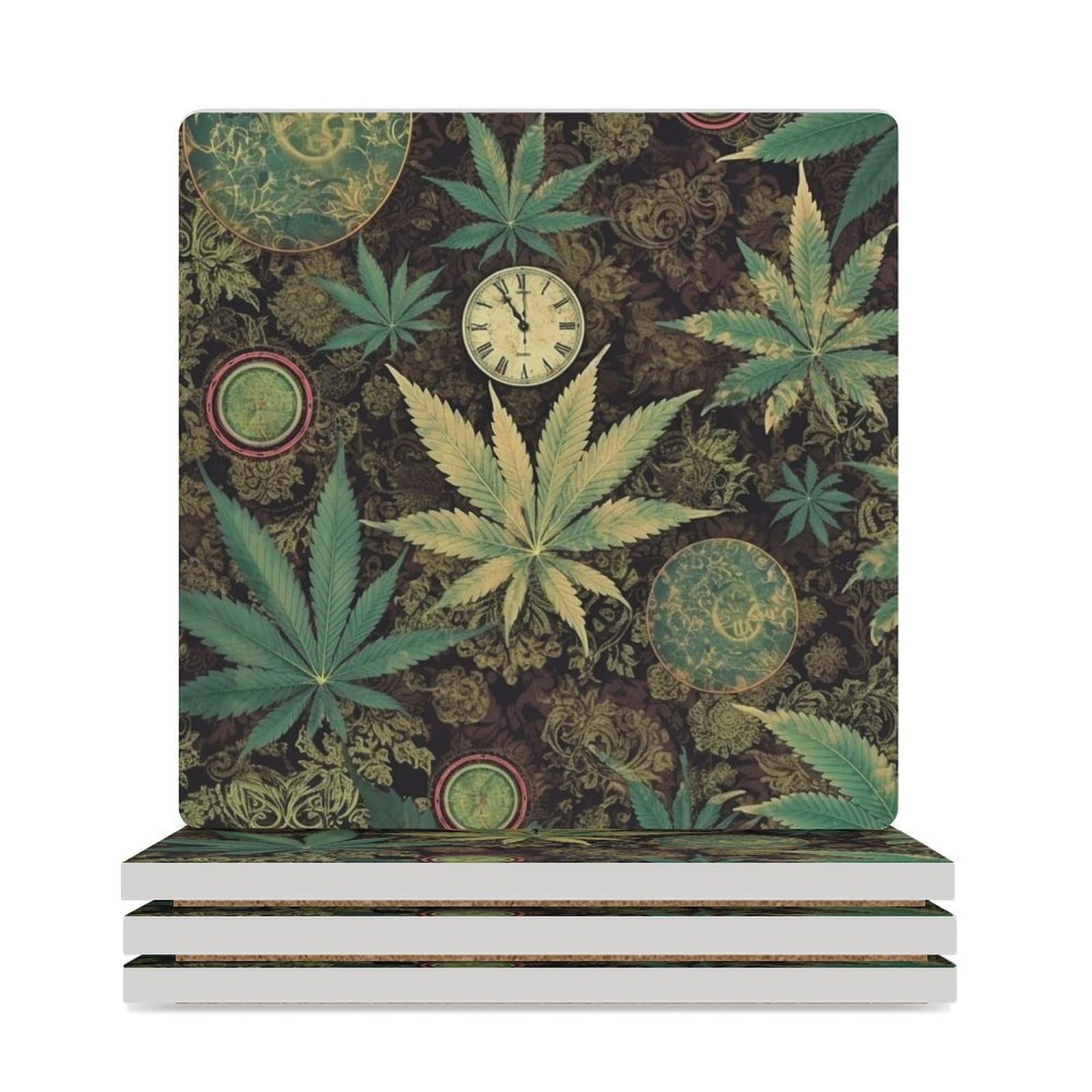 Dessous de verre Weed absorbant et antidérapant en céramique pour table basse