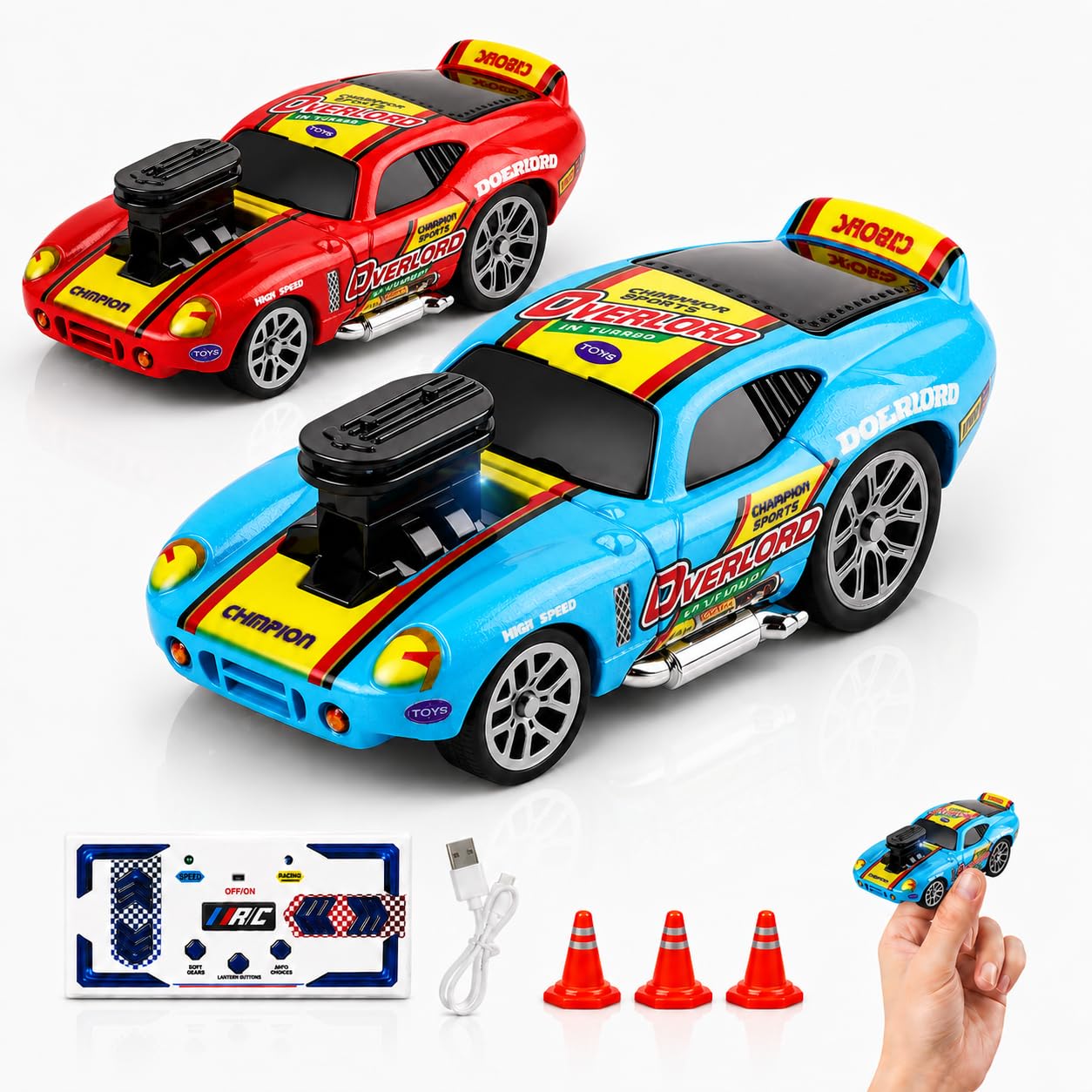 funnykid Mini Drift RC Cars, Remote Control Cars Gift Set Toys for 3 4 5 6 7 8 9 10 Year Old Boys, Alloy Body, 3 Speed