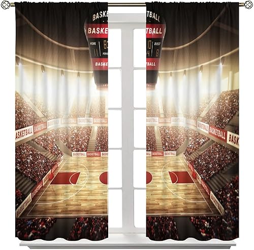 Vista 56 de Boys Sports Curtains Basketball Football Baseball Flame Pattern Printed Curtains Kids and Teenagers' Bedroom Living Room Blackout Curtains W42 * L54