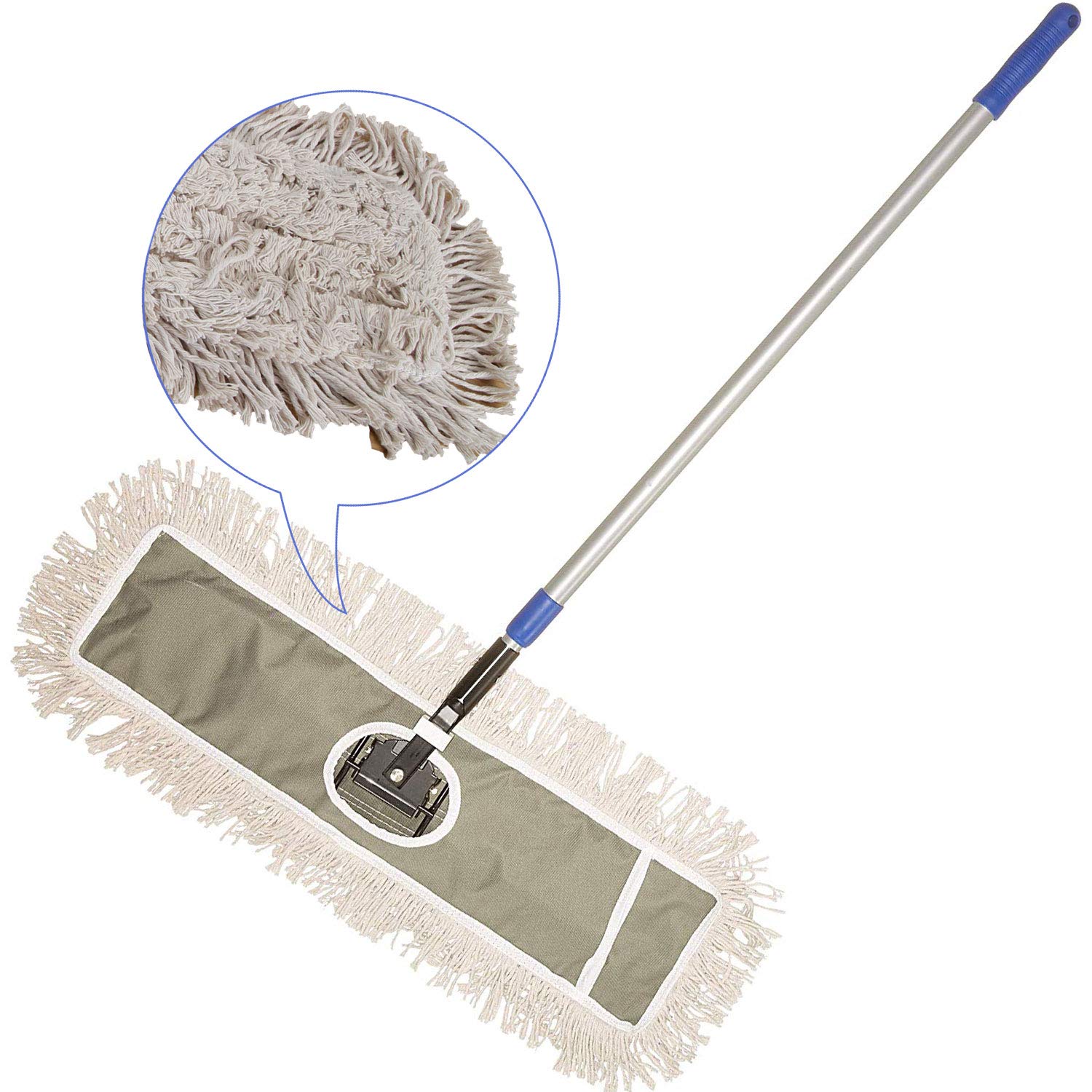 JINCLEAN 24" Industrial Class Cotton Floor Mop | Dry to Attract dirt, dust Or Hardwood Floor Clean, Telescopic Pole Height Max 59" (24" x 11" Mop)