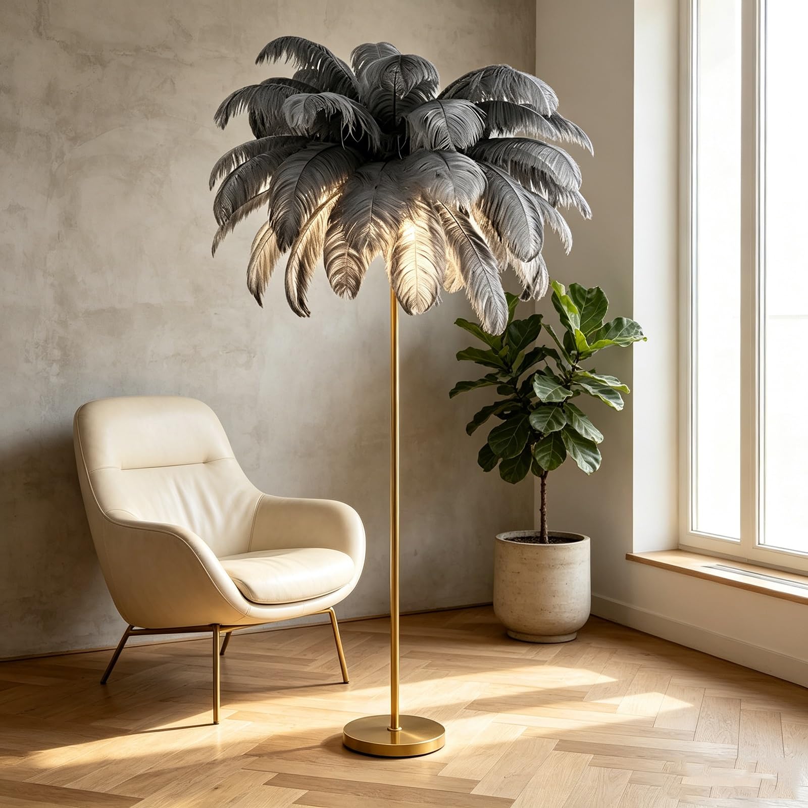 LCNDKF Elegant Feather Standing Floor Lamp