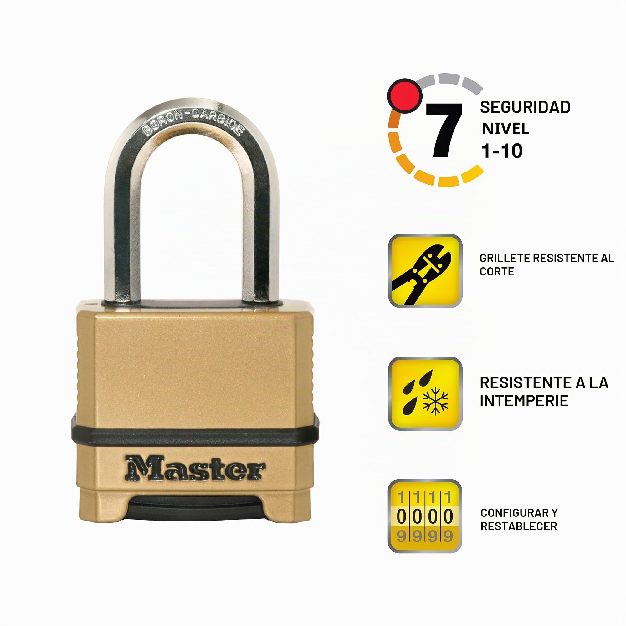 Master Lock, Candado resistente a la intemperie, candado de combinación reajustable para uso en exteriores, paquete de 2, M175LFEC2, dorado, 1.2 x 2 x 3.85 pulgadas