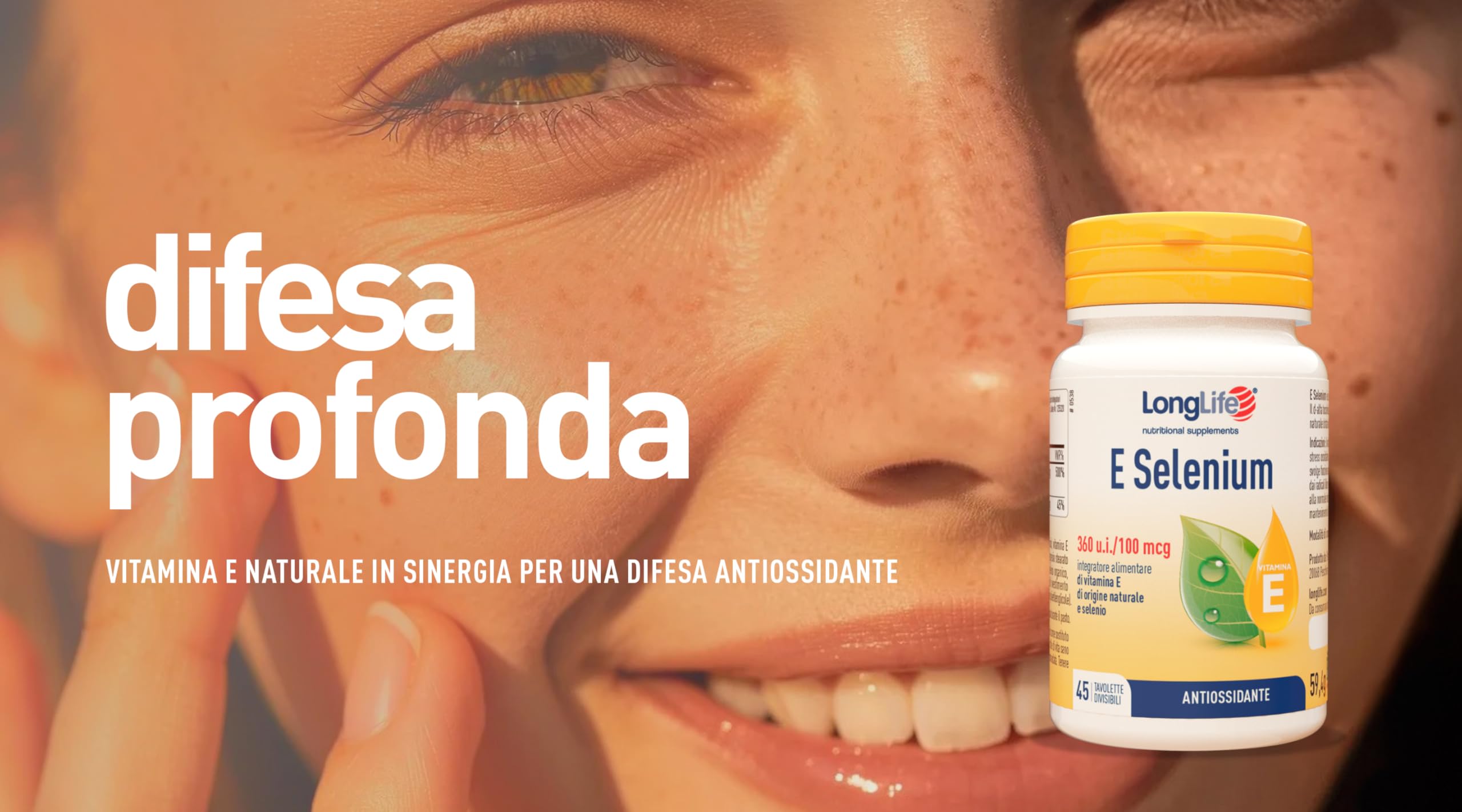 LongLife® E Selenium | Integratore di vitamina E naturale e selenio | Azione antiossidante | Benessere di capelli e unghie | 180 giorni di trattamento | Vegano e senza glutine