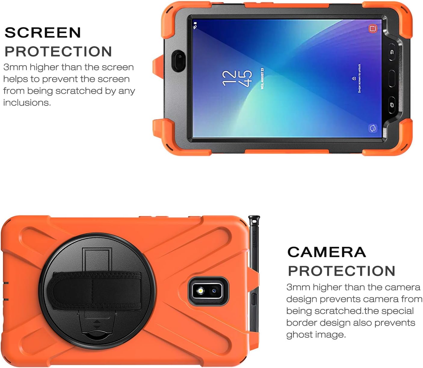 for Samsung Galaxy Tab Active2 8.0 T390/T395/T397 Case,Three-in-one Shatter-Resistant Shell, Drop-Proof, Dust-Proof, Shock-Proof,360 Degree Rotating Multi-Function Grip Bracket
