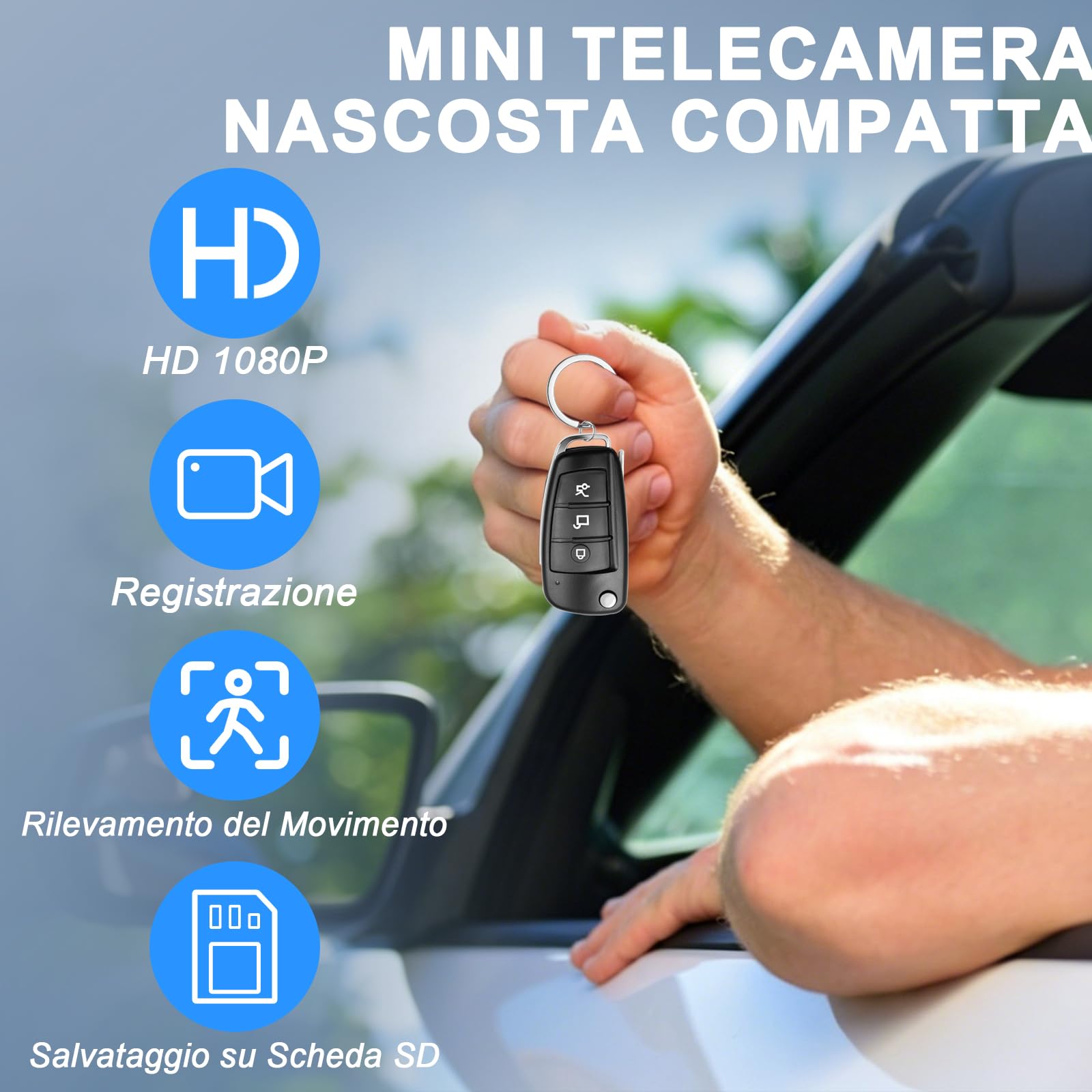 Mini Telecamera Spia Nascosta, Microtelecamera Spia Nascosta | Telecamera Nascosta 2 in 1, MicroTelecamera HD 1080P, Rilevamento del Movimento, Registrazione in Loop