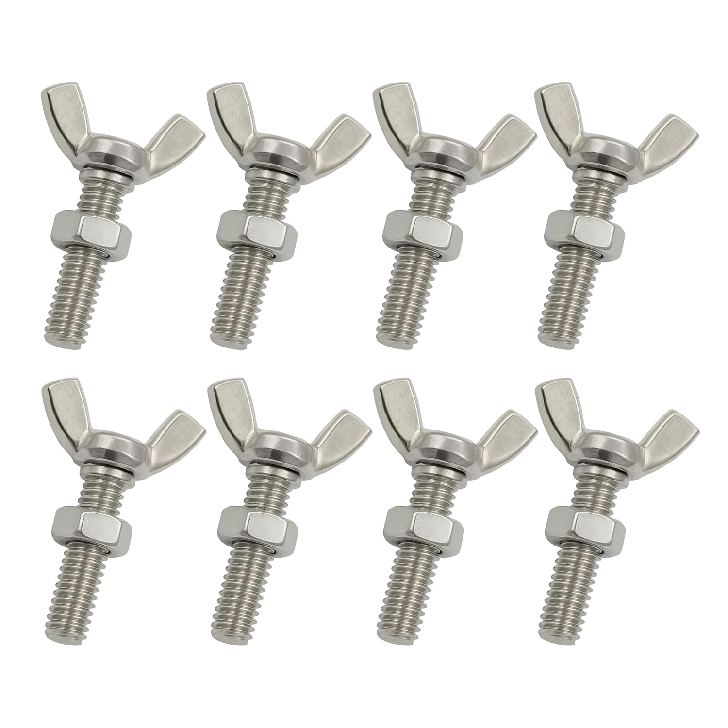 8 Pack M8-1.25 x 20mm Wing Butterfly Screws Bolts with Nuts & Washers, 304 Stainless Steel Thumb Hand Screws, Wing for Stilts, Butterfly & Thumb Screw