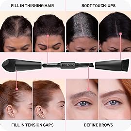 BOLDIFY Four Ended Hairline Powder Brush - Precision Hair Makeup Brush Set with Sponge Tip for Seamless Blending - Ideal as a Hair Concealer/Contour, Root Touch Up