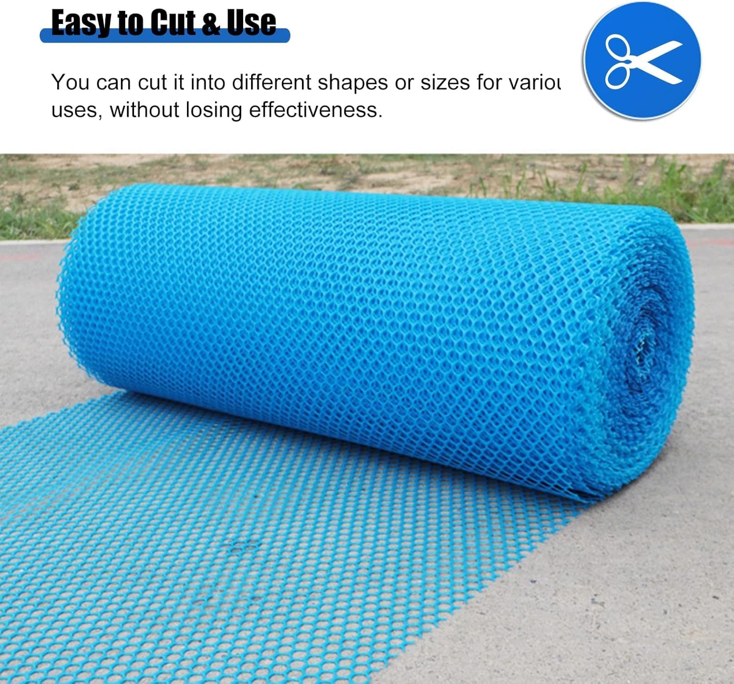 Rete per pollo in plastica blu con fori esagonali per pollame, giardino, patio, stagno, balcone, robusta e rete di sicurezza per bambini, 1,2 x 8 m