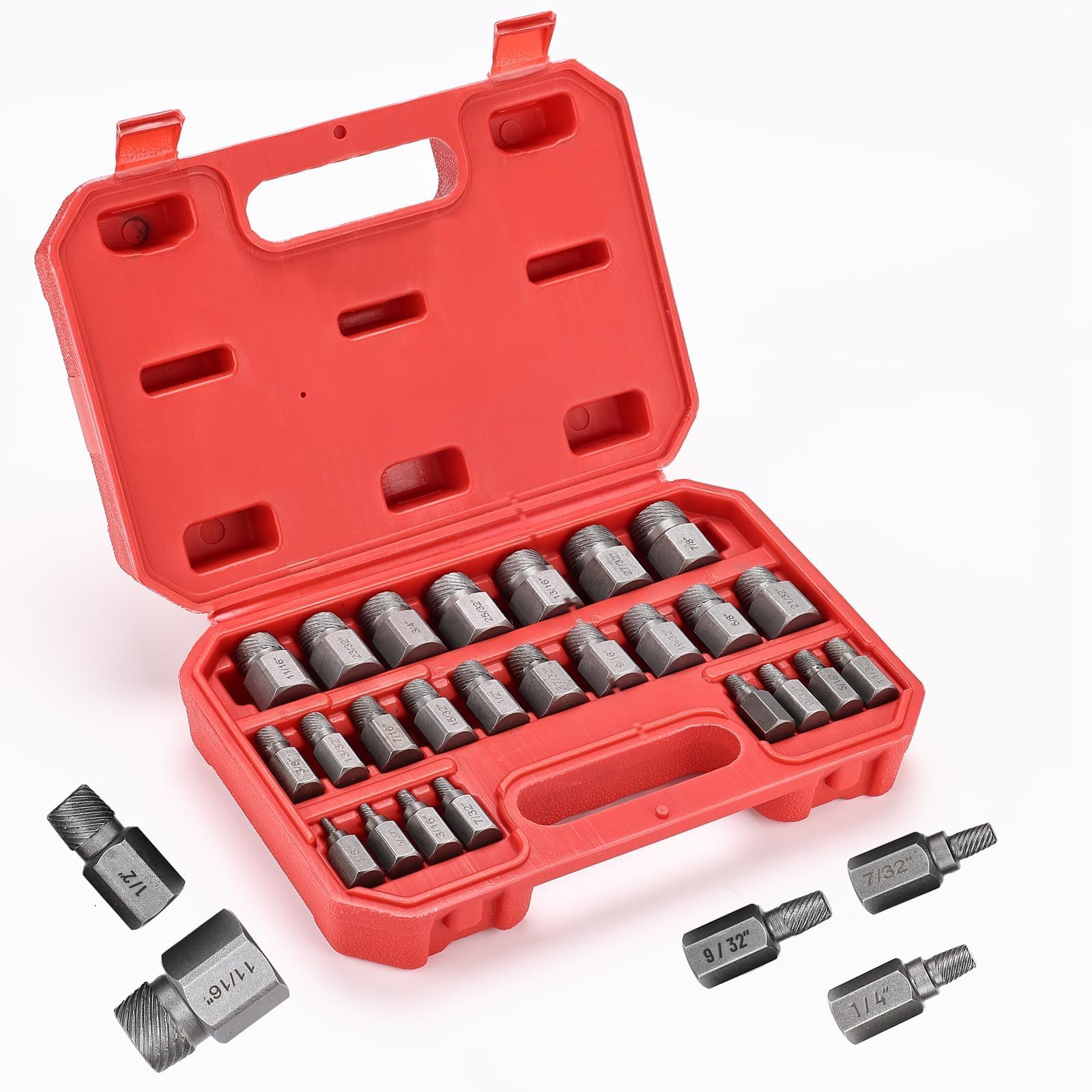 25 Pièces Extracteur de Vis Casse Set, Extracteur de Boulon Endommagées, Extracteur de Goujon, Tourne a Gauche Extracteur, pour Enlever Facilement Les Boulons Cassés et Les Vis Rouillées