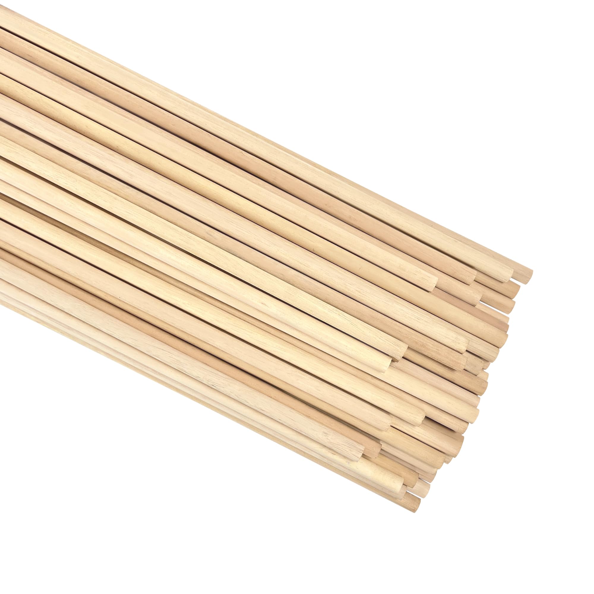 ILOT Wooden Dowel Rods 3/8 x 24 Inch Round Unfinished Hardwood Craft Sticks for DIY Lollipops Cake Support, 50 Pieces