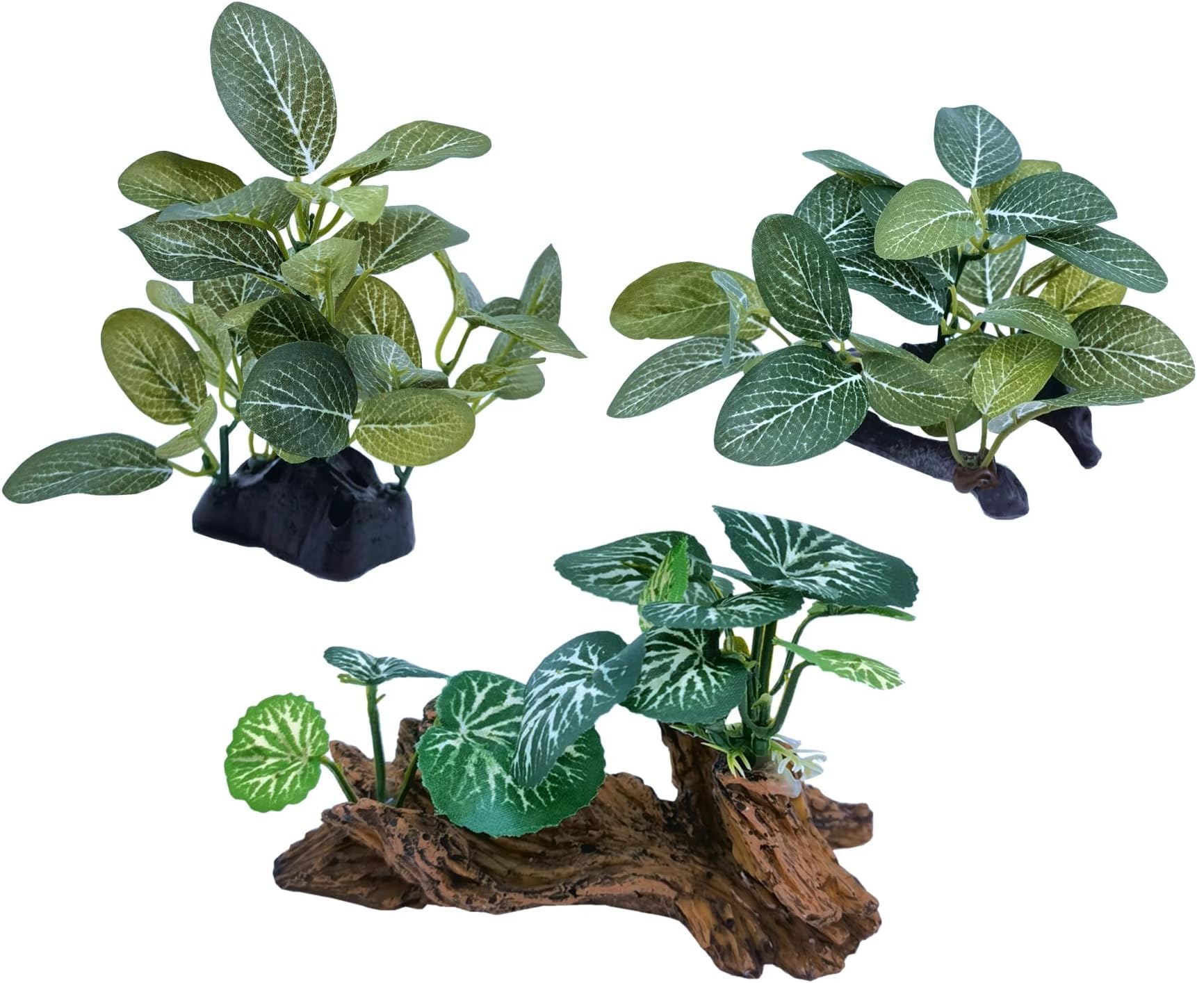 MAKINGTEC Artificial Fish Tank Decorative Plants, 3 Pieces Artificial Water Tortoise Tank Aquarium Plants Resin Sinking Wood Landscape Decorations