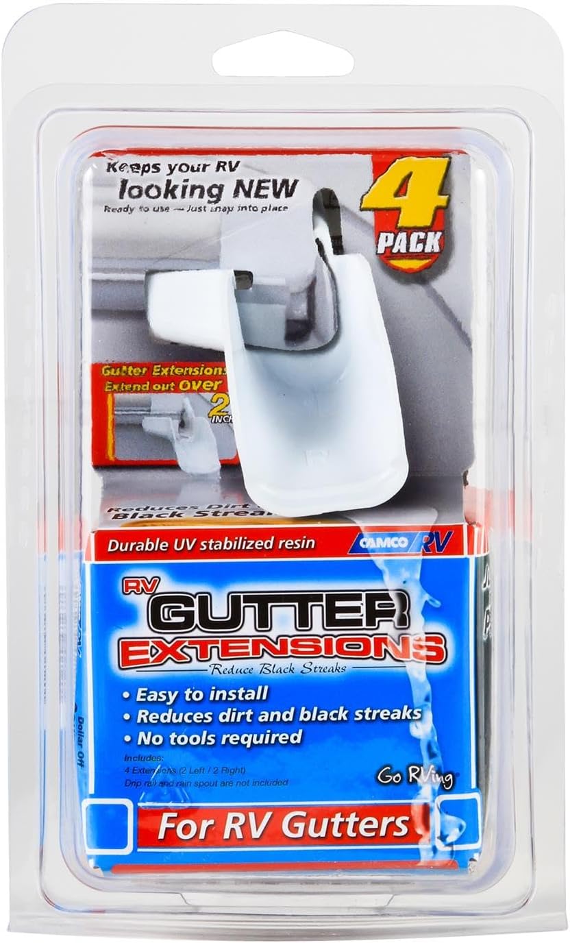 Camco 42120 Gutter Extensions, White, Set of 4 (2 Left/2