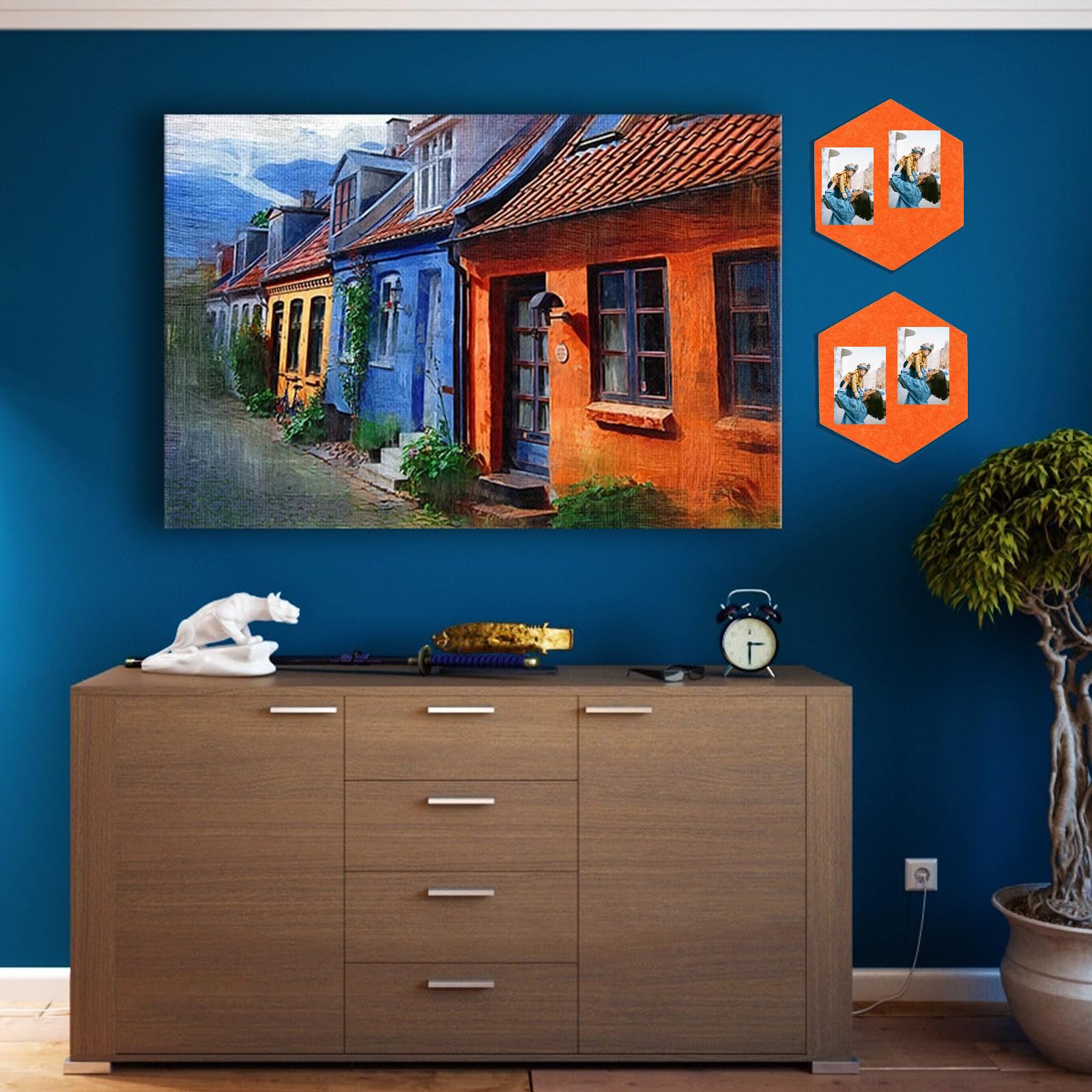 CANIGHT Tablón de Anuncios Hexagonal de Fieltro Eva Autoadhesivo Colorido, Panel Decorativo para Pared 10 Piezas, Adecuado para Oficina y Hogar