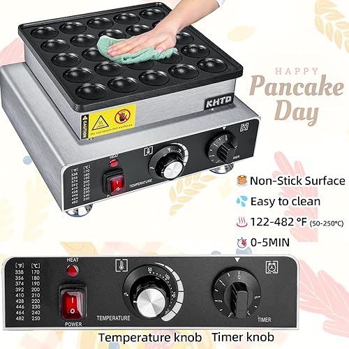 Miniatura 3 de Mini máquina para hacer panqueques, 25 piezas eléctrica antiadherente holandesa para panqueques, 1.6 pulgadas, máquina comercial de magdalenas con