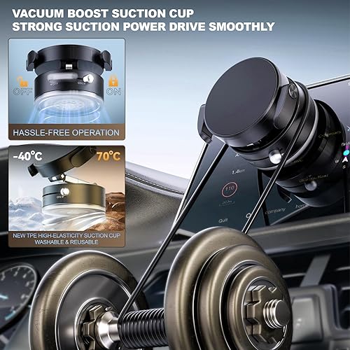 Miniatura 6 de Soporte magnético para teléfono Magsafe con ventosa, ajustable 98 libras de succión y 2800 gf magnético más fuerte Accesorios de coche para mujeres