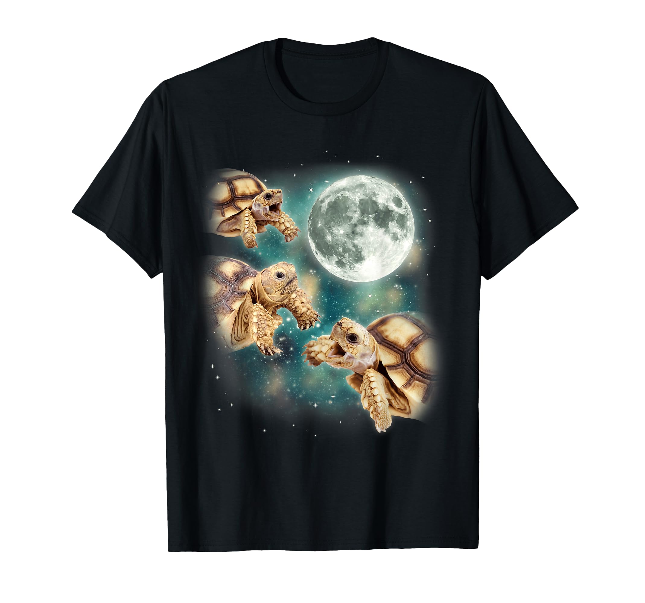 Three Tortoises Howl at Moon Wildlife Mountain Turtle Meme T-Shirt
