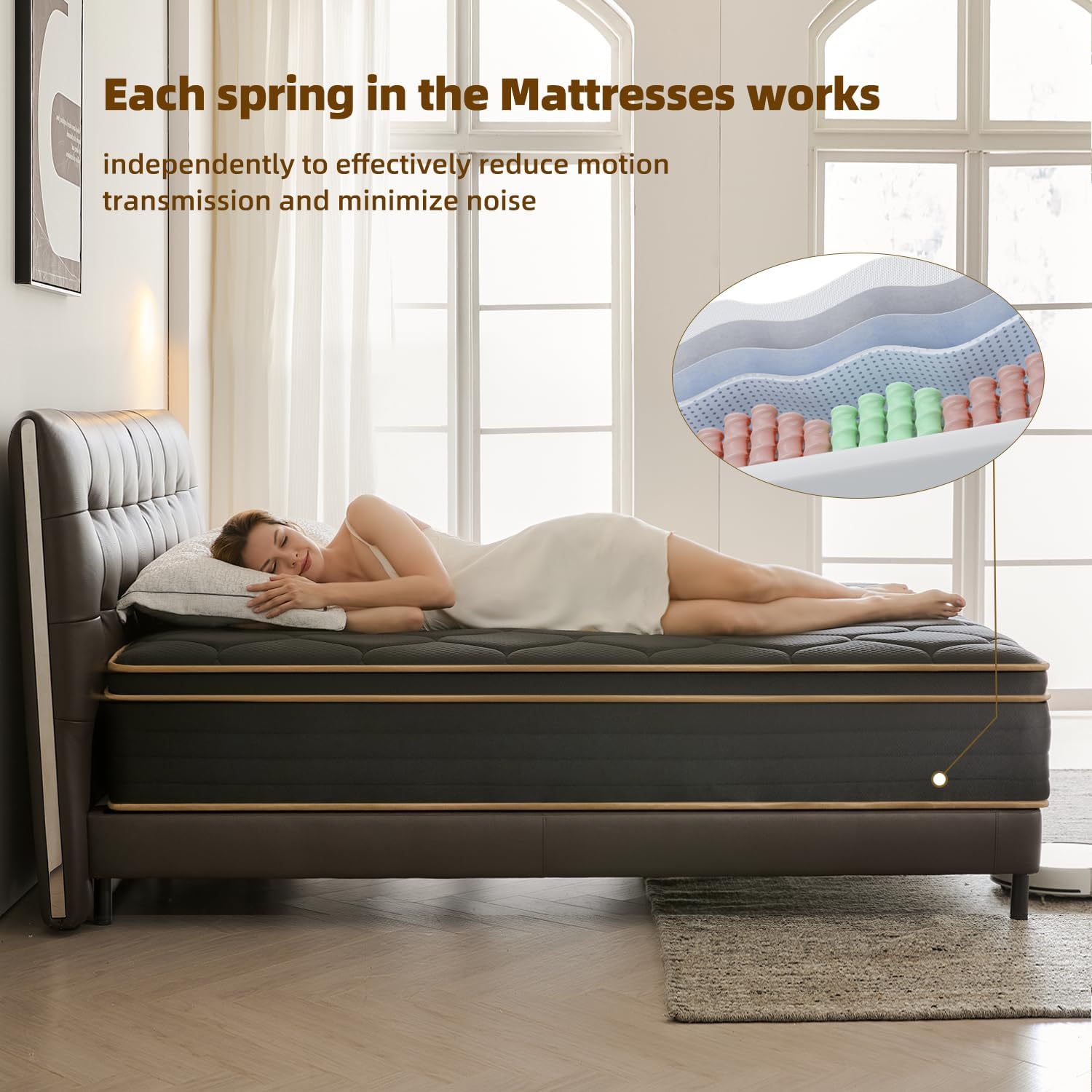 Twin Mattress 10 Inch Twin Size Mattresses in a Box Spring Hybrid Twin Bed Memory Foam Mattress Comfort Breathable Fabric Cooling Gel Pressure Relief, Medium Firm