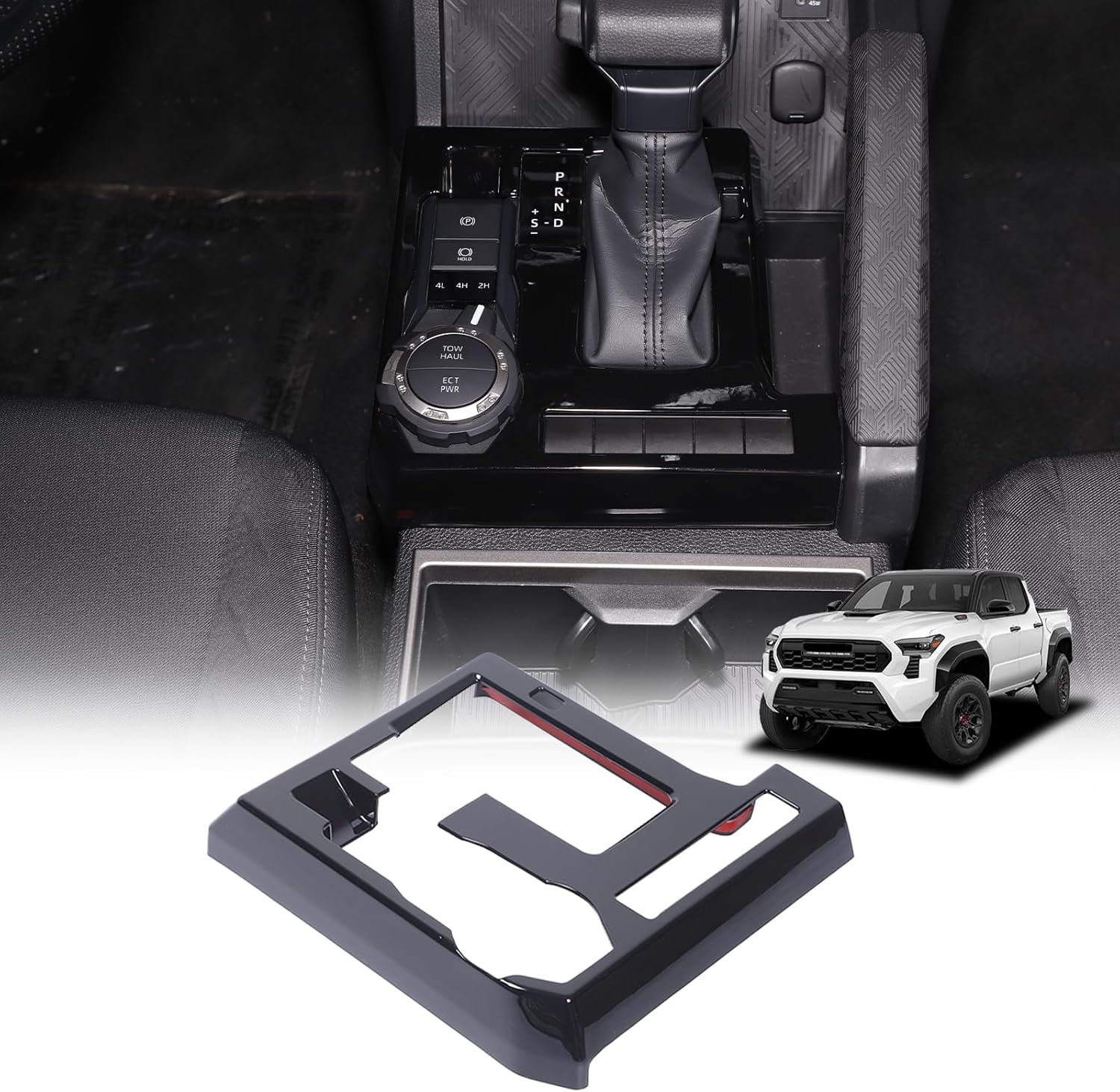 Daeiclru Gear Shift Panel Cover Trim Compatible with Toyota Tacoma 2024 2025, Gear Shifter Console Anti-Scratch Panel Decorative Sticker Trim Frame Interior Accessories (Red)