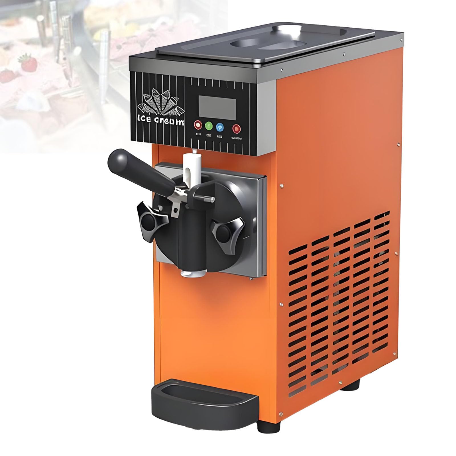 DzkZen Commercial Soft Serve Ice Cream Machine, Auto Clean with LCD Panel, Countertop Dessert Maker for Restaurants and Shops, Snack Bars Orange