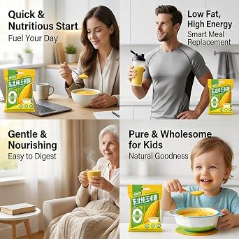 Pure Corn Porridge Instant Breakfast Mix, Unsweetened, No Added Sugar, 600g (30g X 20 Packets), Fine Powder Easy To, Low Fat