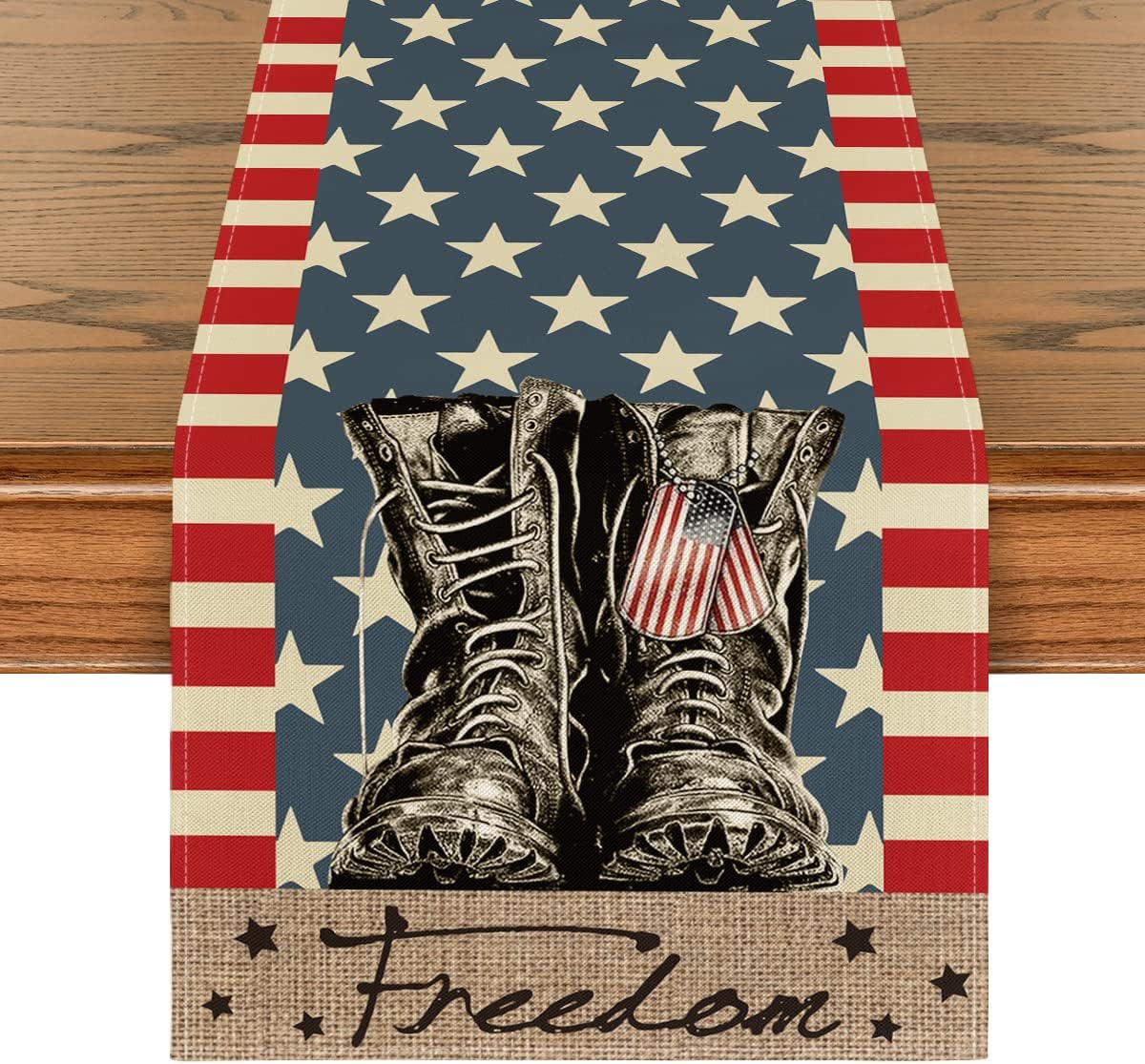 4th of July Independence Day Table Runner, Patriotic Memorial Day American Flag