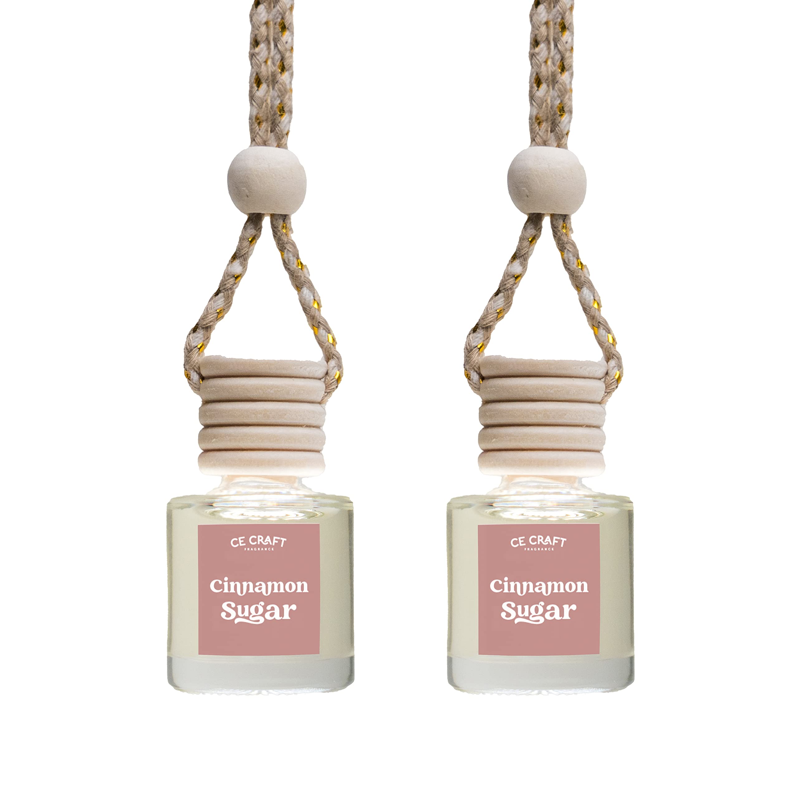 CE Craft Cinnamon Sugar Car Air Hanging Fragrance Oil Diffuser – Freshener for Essential Oils, Scents Aromatherapy Automobile Diffuser, Long Lasting Bottle