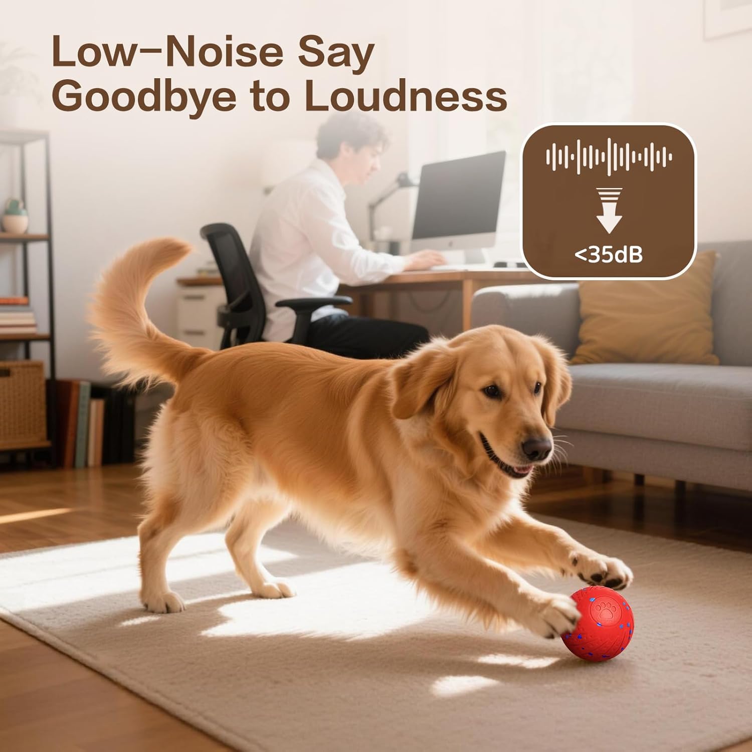 Interactive Dog Ball, Smart Interactive Dog Toys for Medium and Large Dogs, Automatic Moving, Bouncing, and Rotating Pet Balls with E-TPU Material, IP54 Waterproof Dog Toy to Keep Them Busy