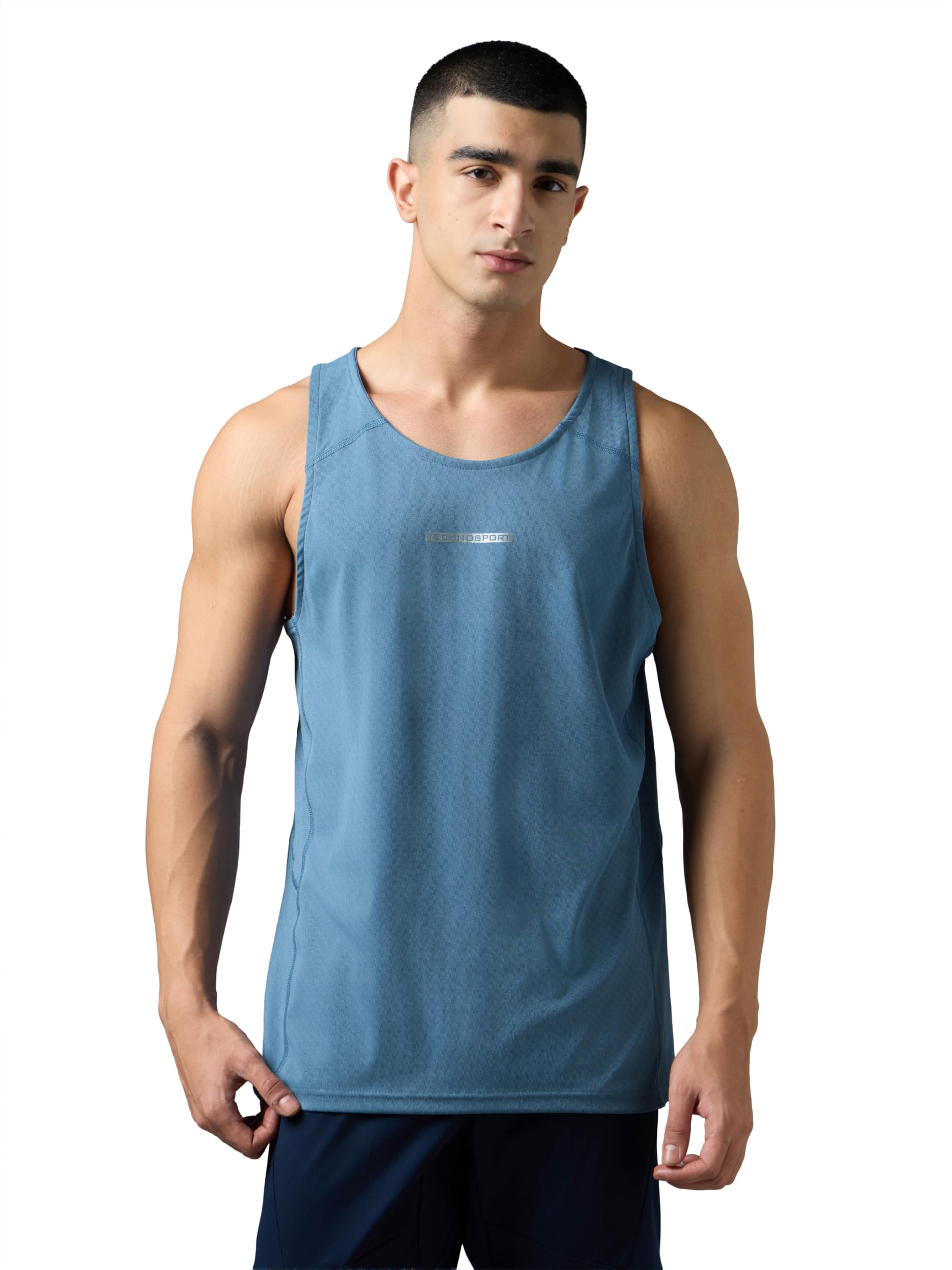 TECHNOSPORT Men's TECHNOCOOL+ Colorblock Slim Fit Sports T-Shirt Quick Dry Round Neck Performance Tee with UPF 50+, Anti-Odour, Anti-Microbial & 2-Way Stretch Gym, Running, Training & Casual Wear-image-37