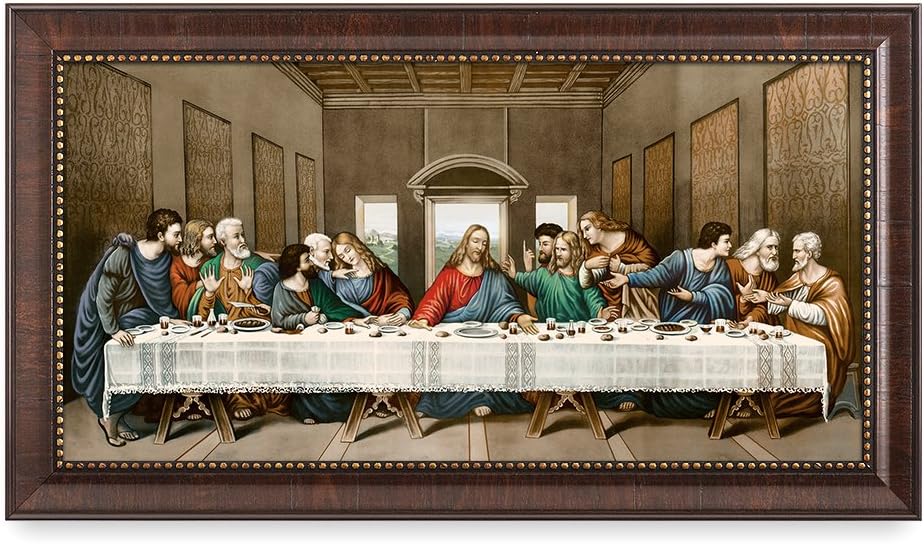 - The Last Supper by Leonardo Da Vinci. Giclee Prints on Canvas with Matching Retro Style Brown Frame. Total Size w/Frame: 27x15, Ready to Hang.