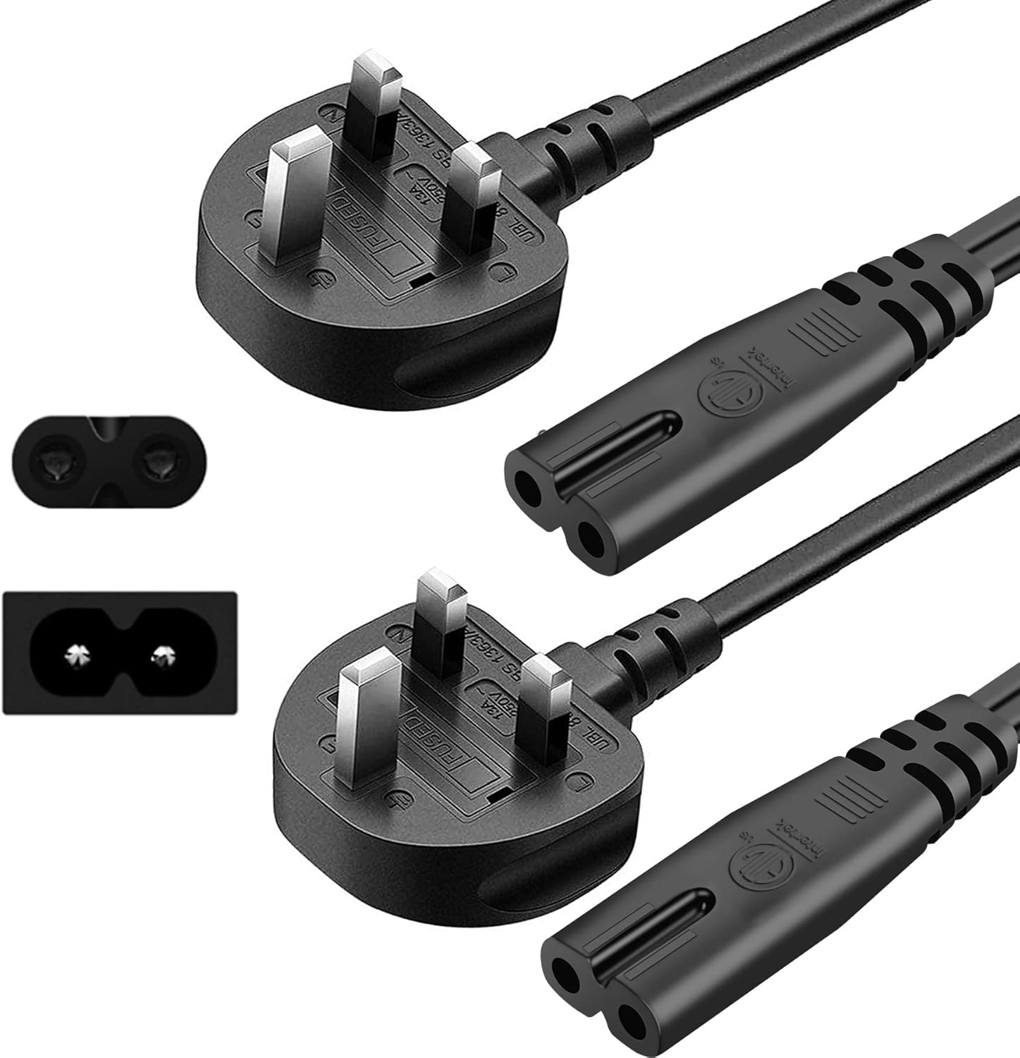 FOX MICRO 2-Slot Non-Polarization 18 AWG Power Cord Cable PlayStation 2-3- 4 And Slim Edition PS2, PS3, PS4-(Approx 1.2 MTR