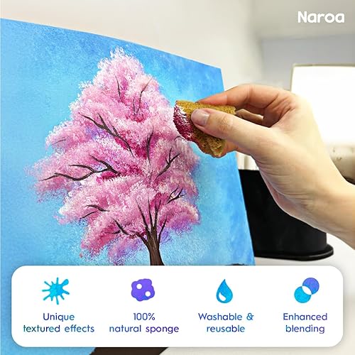 Miniatura 2 de NAROA Esponjas de mar natural para pintar, paquete de 8  Juego de herramientas de arte único sin blanquear  Adecuado para acuarela acrílica, mármol,