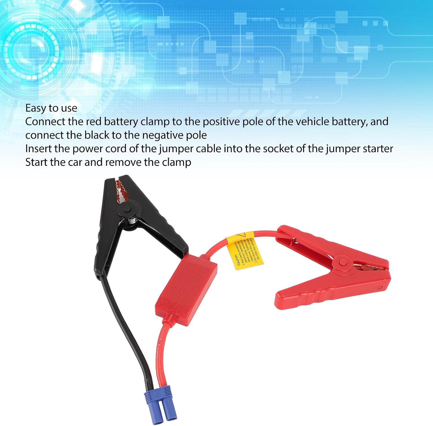 Jump Starter Cable with Battery Clamps, Replacement EC5 Male Connector Emergency Automotive Battery Booster Jumper Cable Clamp for 12V Portable Car Jump Starter (200A)