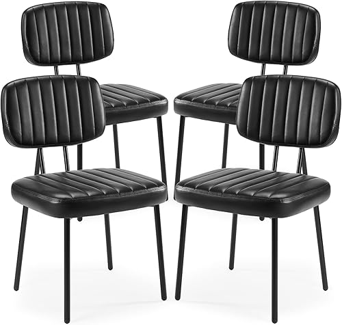 Sweetcrispy Juego de 4 sillas de comedor, tapizadas de mediados de siglo, modernas sillas decorativas para cocina, comedor con asiento acolchado de