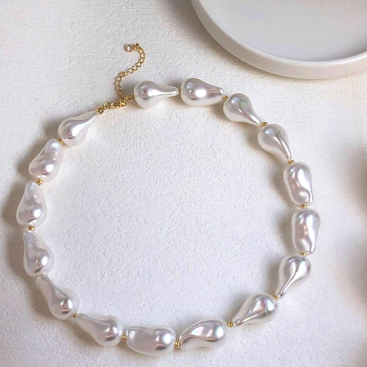 Zeffy 14K Gold/Silver Plated Chunky Thick Chain Toggle Clasp Necklace Dainty Baroque Pearl/Heart/Cross/Turquoise Pendant Necklace - Image 6