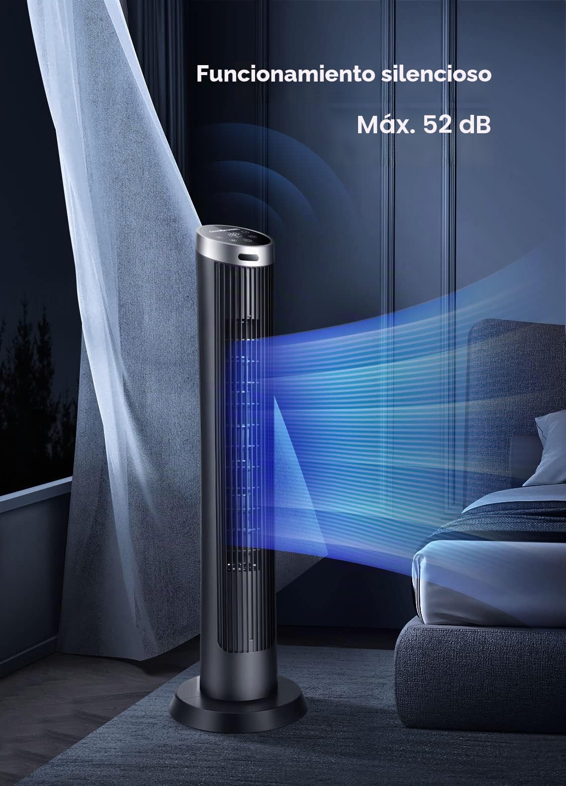 OmniBreeze Ventilador digital de torre eléctrico, con control remoto, visualización LED, ventiladores de piso sin aspas de pie y silenciosos 36/40 pulgadas, uso en interiores (40inch), DC2219/2220