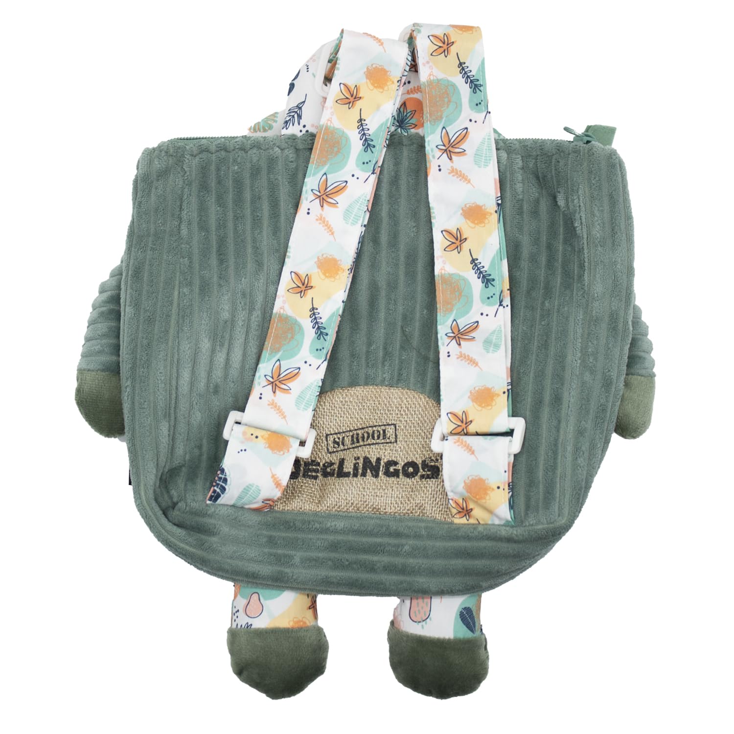 Les Déglingos - Sac à Dos velours - Chillos le paresseux - Ultra Doux - Peluche - Sac crèche ou nounou - Convient dès 18 mois - Cadeau bébé - Vert