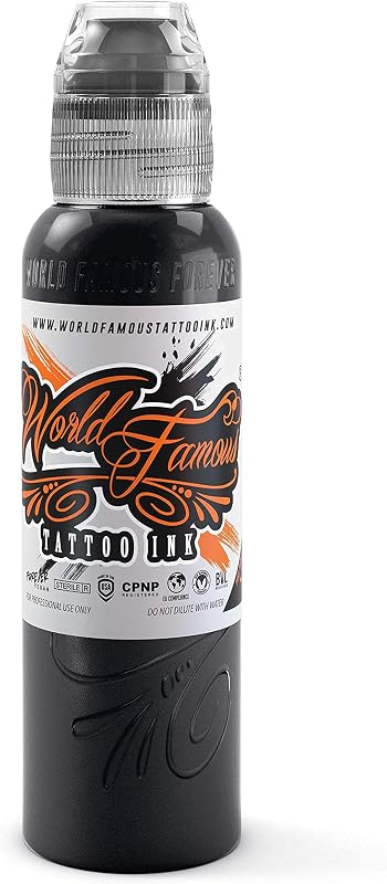WORLD FAMOUS TATTOO INK Tinta para tatuagem Pitch Black, 240 mL