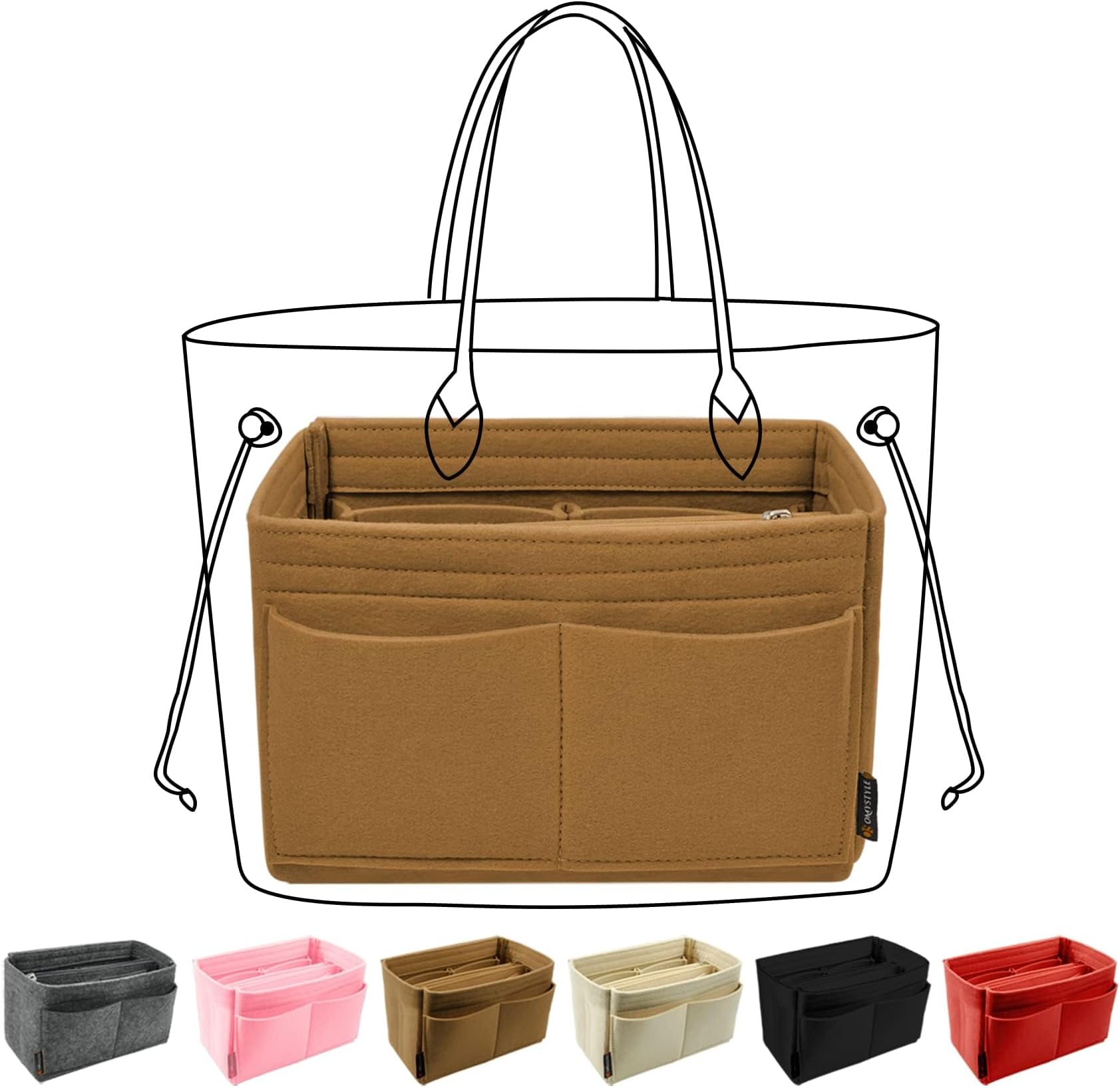 Purse Organizer Insert, Felt Tote Bag Organizer Insert with 5 Sizes, Handbag Dividers for Inside Purse, Compatible with Longchamp, Neverful, Speedy and More